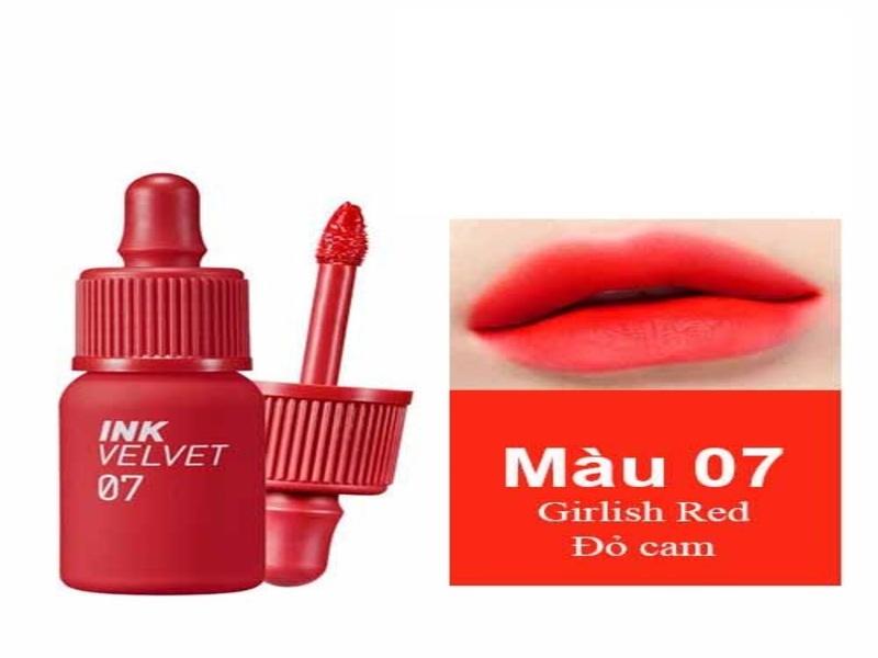 Son kem lì Peripera Ink Velvet Lip Tint New 4G - 07 GIRLISH RED