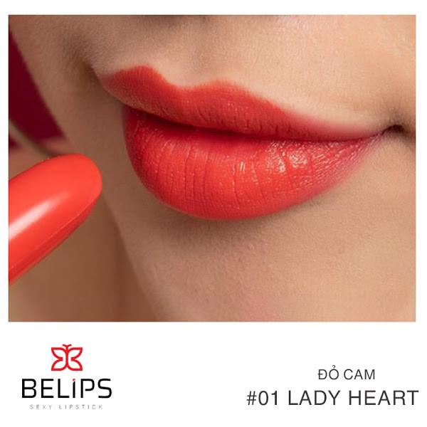 Son Lì Đỏ Cam Lady Heart Belips Sexy Lipstick Không Chì