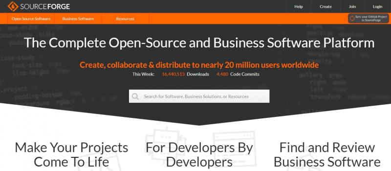 Trang web tải phần mềm SourceForge