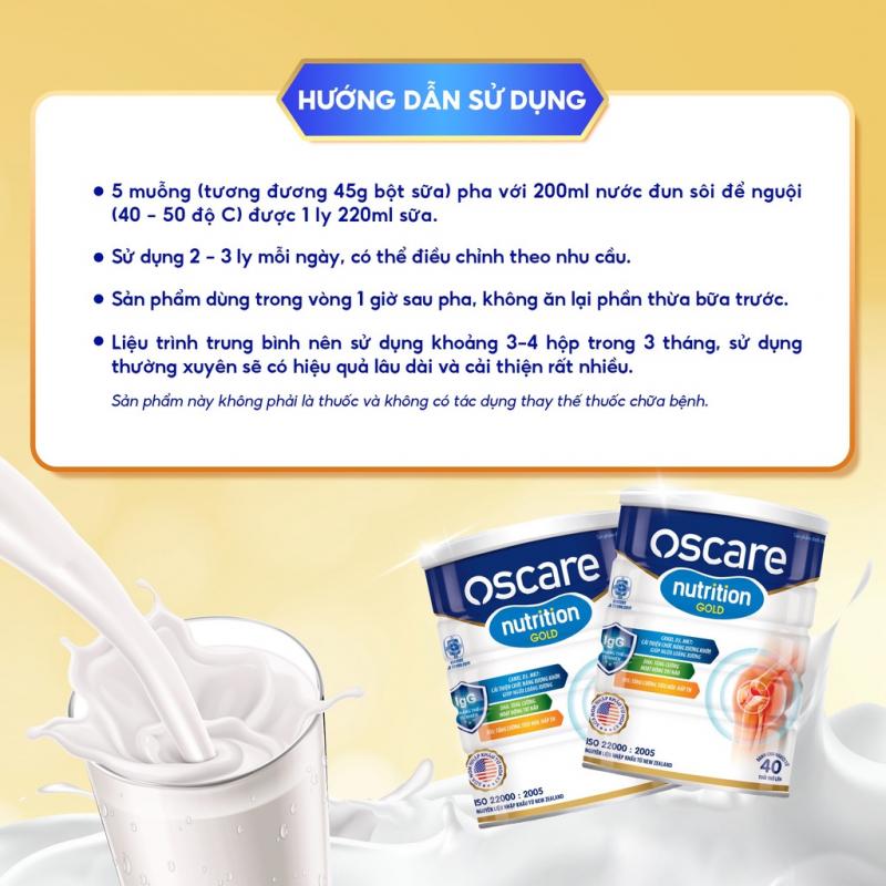 Sữa bột cho người lớn giúp bổ sung dinh dưỡng thiết yếu, phòng ngừa loãng xương Oscare Nutrition Gold