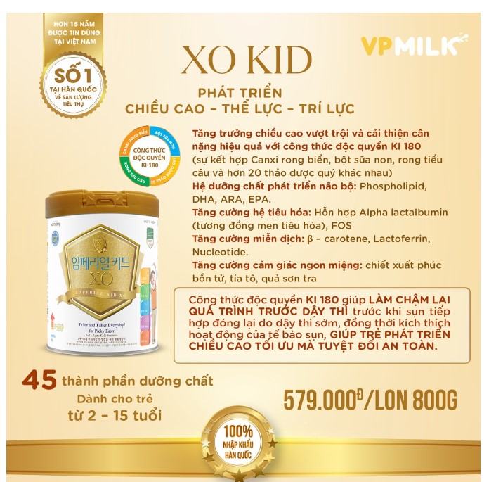 Sữa bột Namyang Imperial Kid XO GT