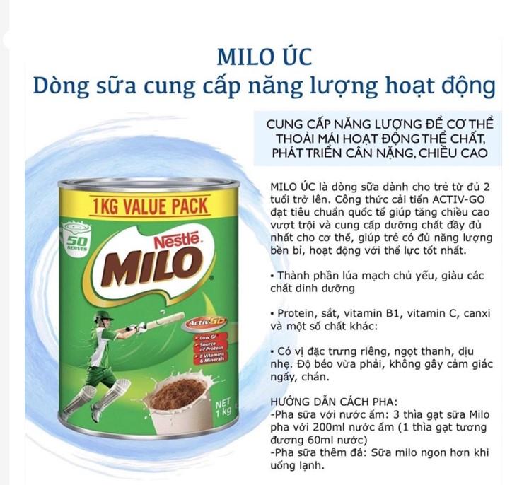 Sữa bột Nestle Milo tăng chiều cao