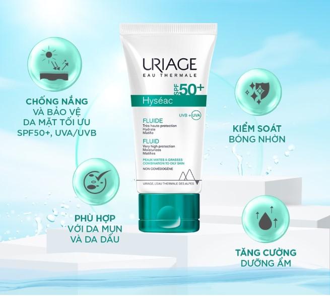Sữa chống nắng Uriage Hyséac SPF50+ UVB+UVA Fluide