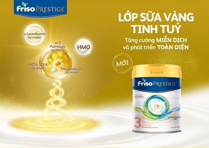 Sữa Friso Prestige thượng hạng được chắt chiu lớp sữa vàng tinh túy, giúp con tăng cường miễn dịch và phát triển toàn diện trong giai đoạn đầu đời.