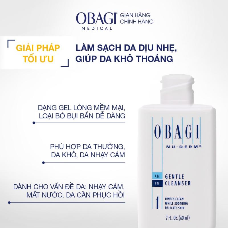 Sữa rửa mặt dịu nhẹ cho da khô Obagi Nu-Derm Gentle Cleanser 60ml
