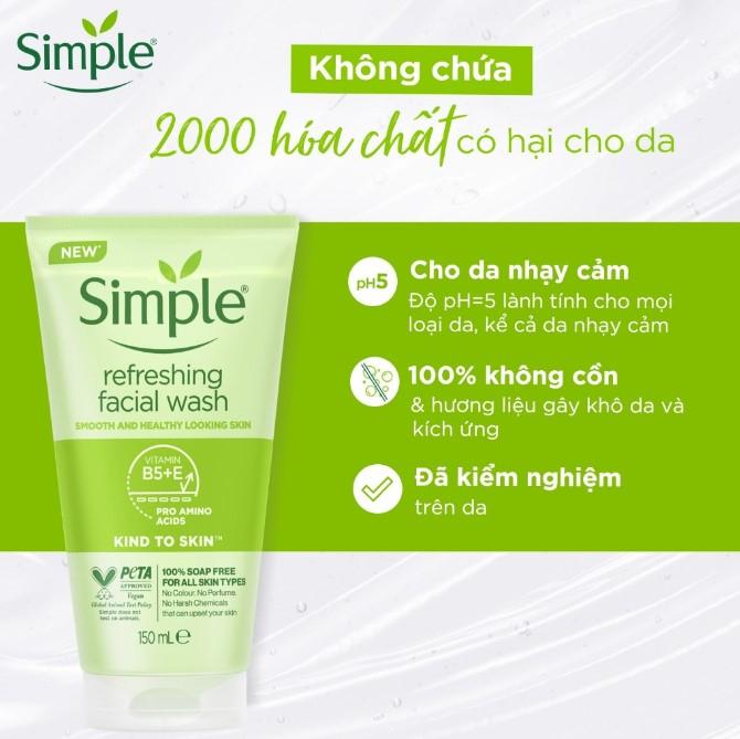 Sữa rửa mặt Simple Kind To Skin Refreshing Wash Gel