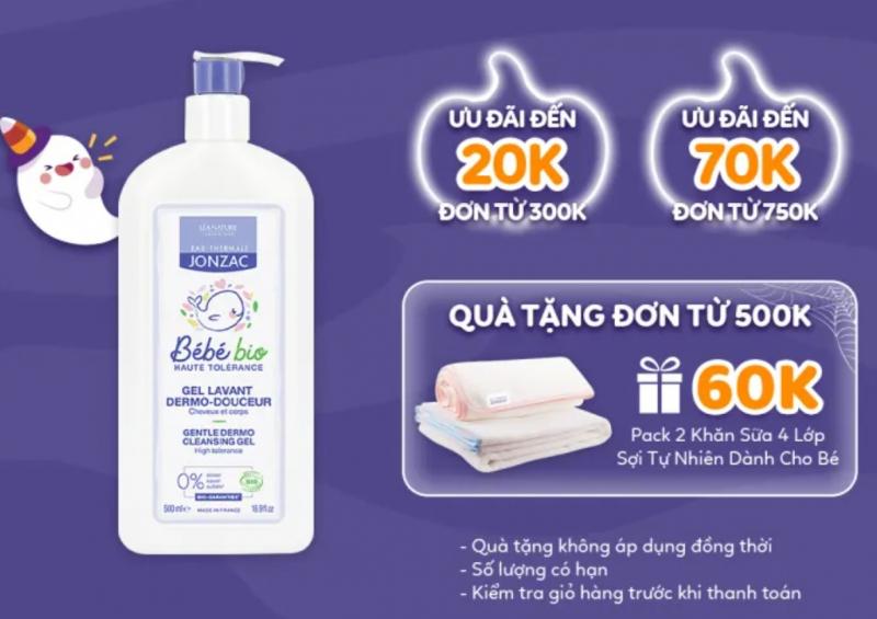 Sữa tắm gội hữu cơ cho bé Eau Thermale Jonzac Bébé Bio Gentle Dermo Cleansing Gel
