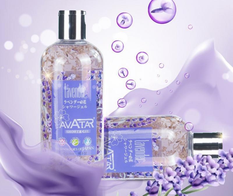 Sữa tắm Nhật Bản Avatar cánh hoa thật Lavender