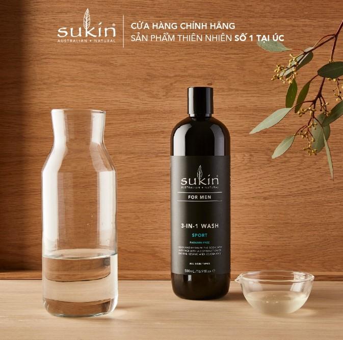 Sữa tắm Sukin thể thao phóng khoáng 3 trong 1 dành cho nam Sukin For Men 3 - in - 1 Wash Sport