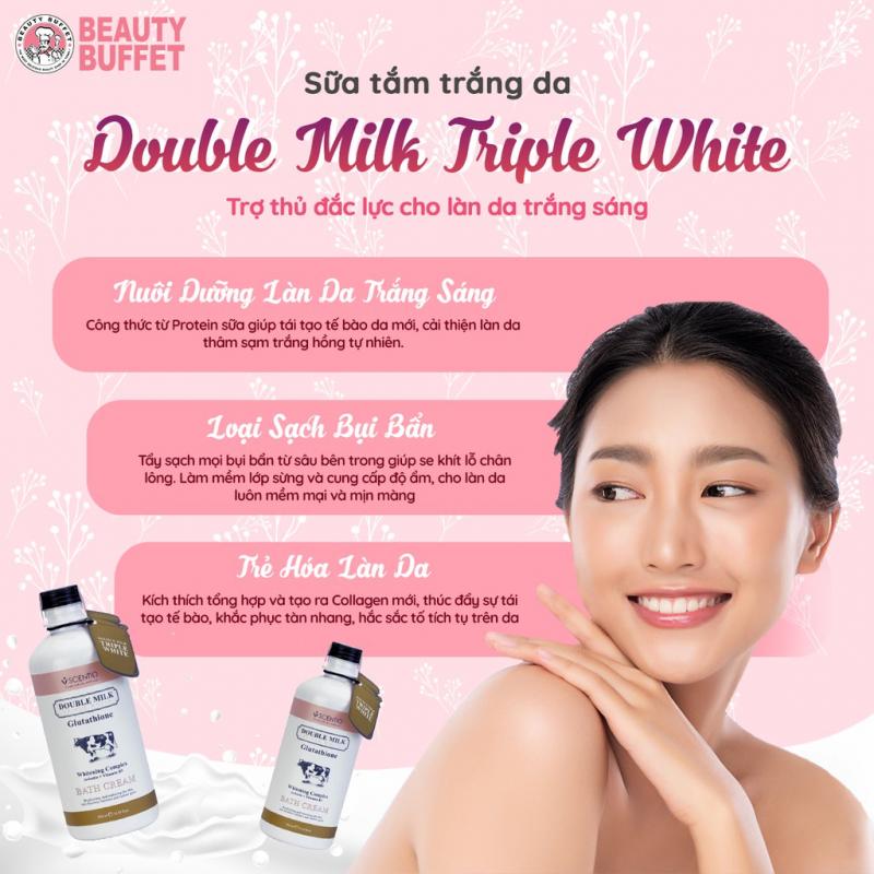 Sữa tắm trắng da con bò Thái Lan Beauty Buffet Scentio Double Milk 350ml