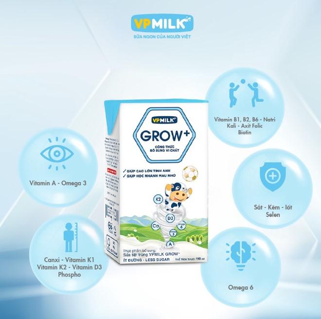 Sữa tiệt trùng VPMilk Grow ít đường