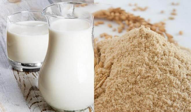 Sữa tươi không đường và bột cám gạo