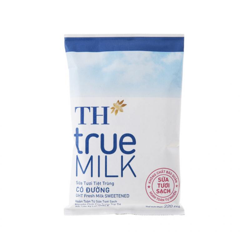 Sữa tươi tiệt trùng TH True Milk có đường dạng túi