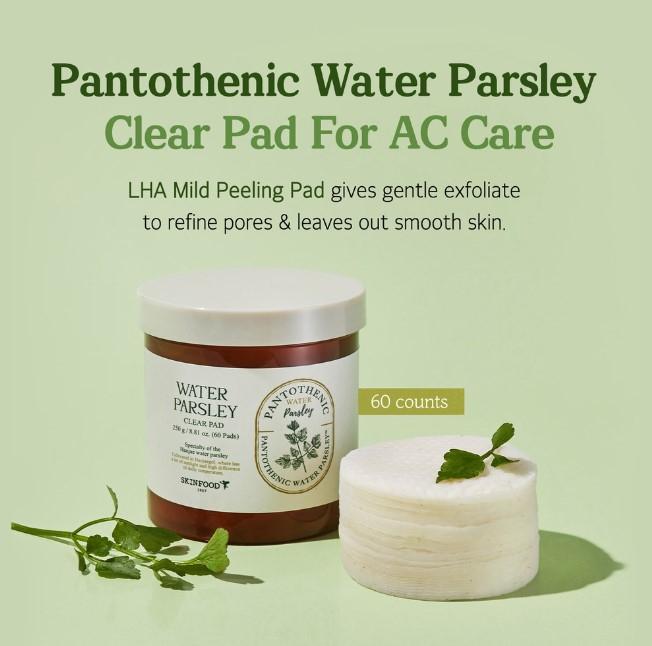Tẩy tế bào chết SkinFood Water Parsley Clear Pad For AC Care