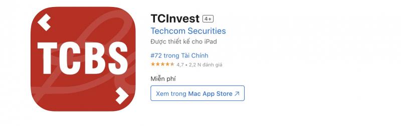 TCInvest trên điện thoại IOS