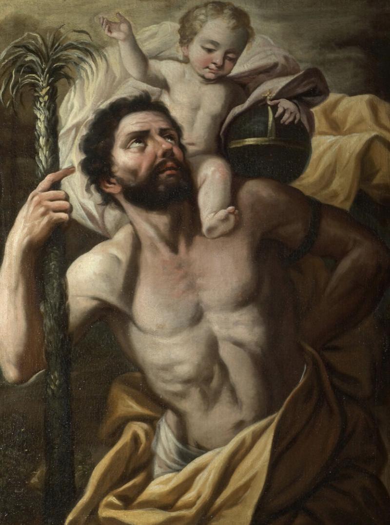 Thánh Christopher cõng trên vai một đứa trẻ, chính là Chúa Jesus