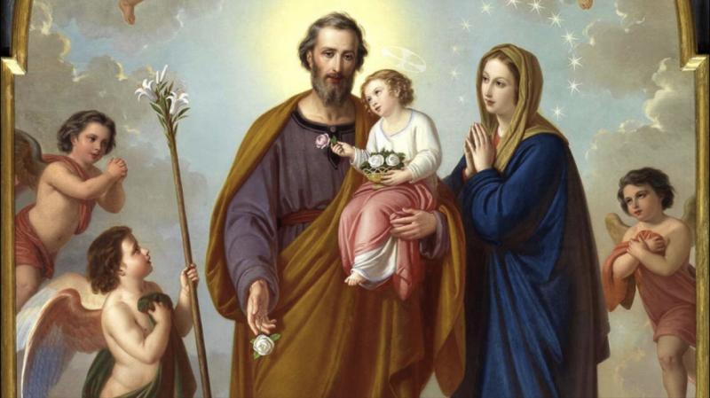 Hình ảnh gia đình thánh gia: gồm Thánh Joseph, Đức Maria và Chúa Jesus Hài Đồng
