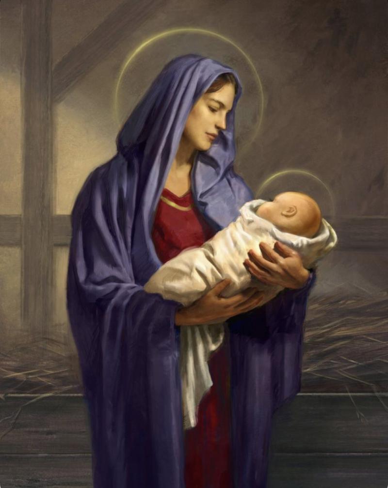 Thánh Maria bế trên tay con trai của bà - Chúa Jesus
