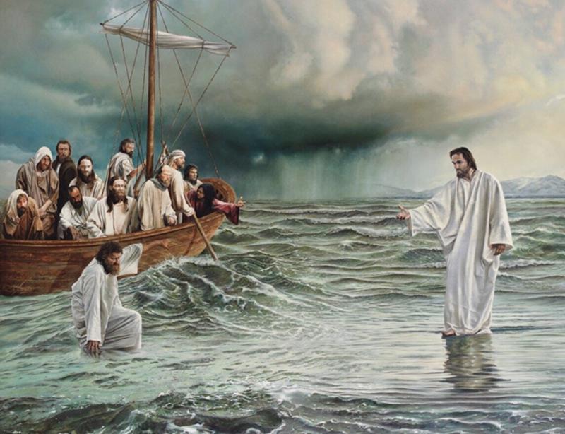 Thánh Peter dao động khi bước đi trên mặt biển