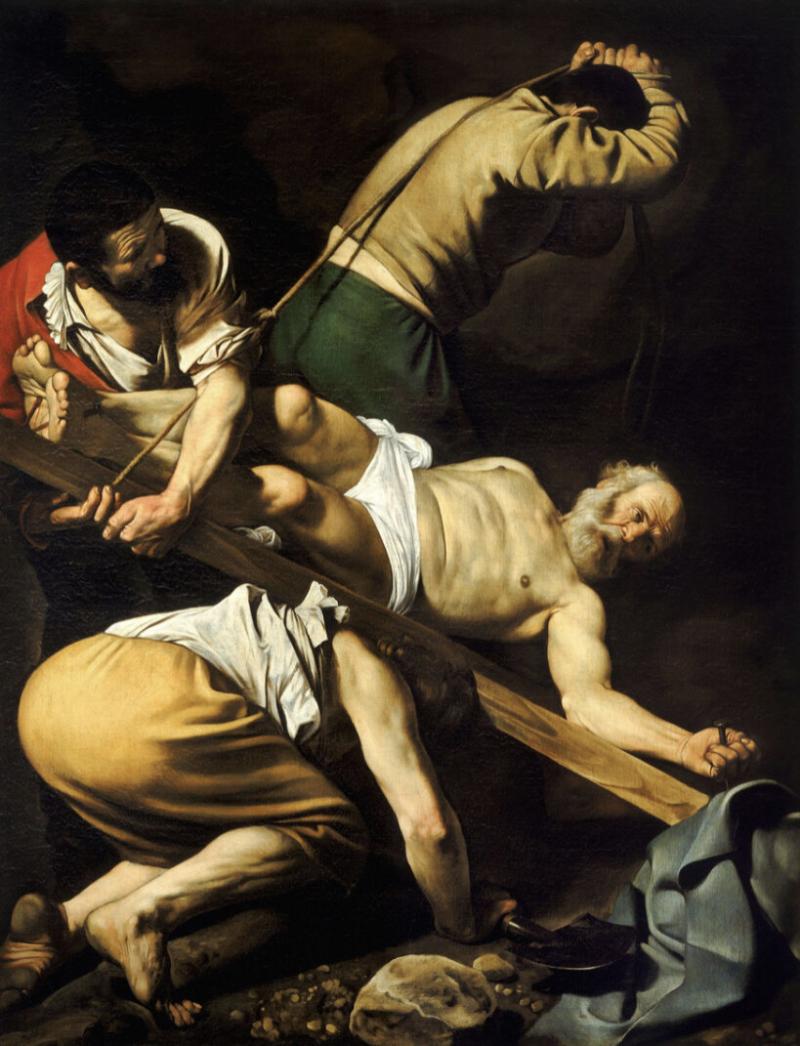 Hình ảnh tử đạo của Thánh Peter, ông bị quân lính đóng đinh và lộn ngược