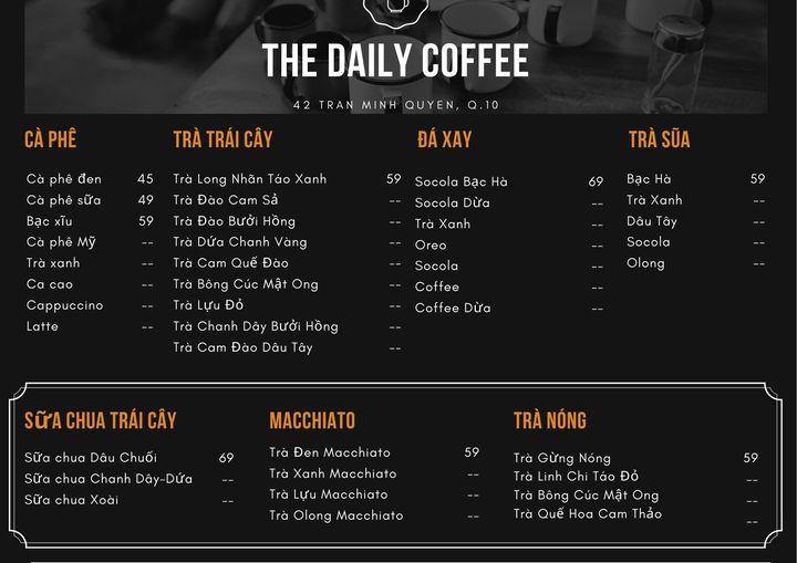 The Daily Coffee với menu đa dạng