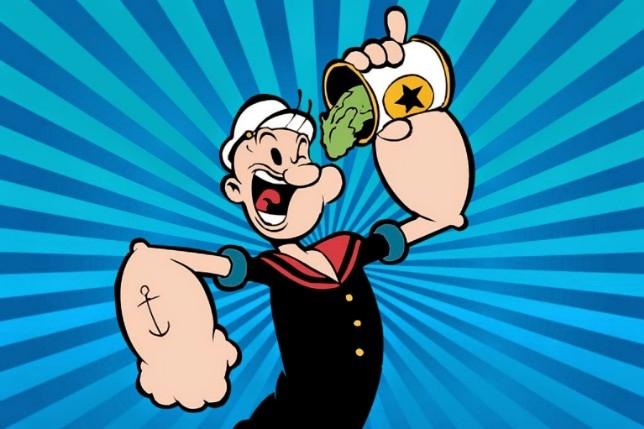 Hình ảnh thủy thủ Popeye ăn rau chân vịt