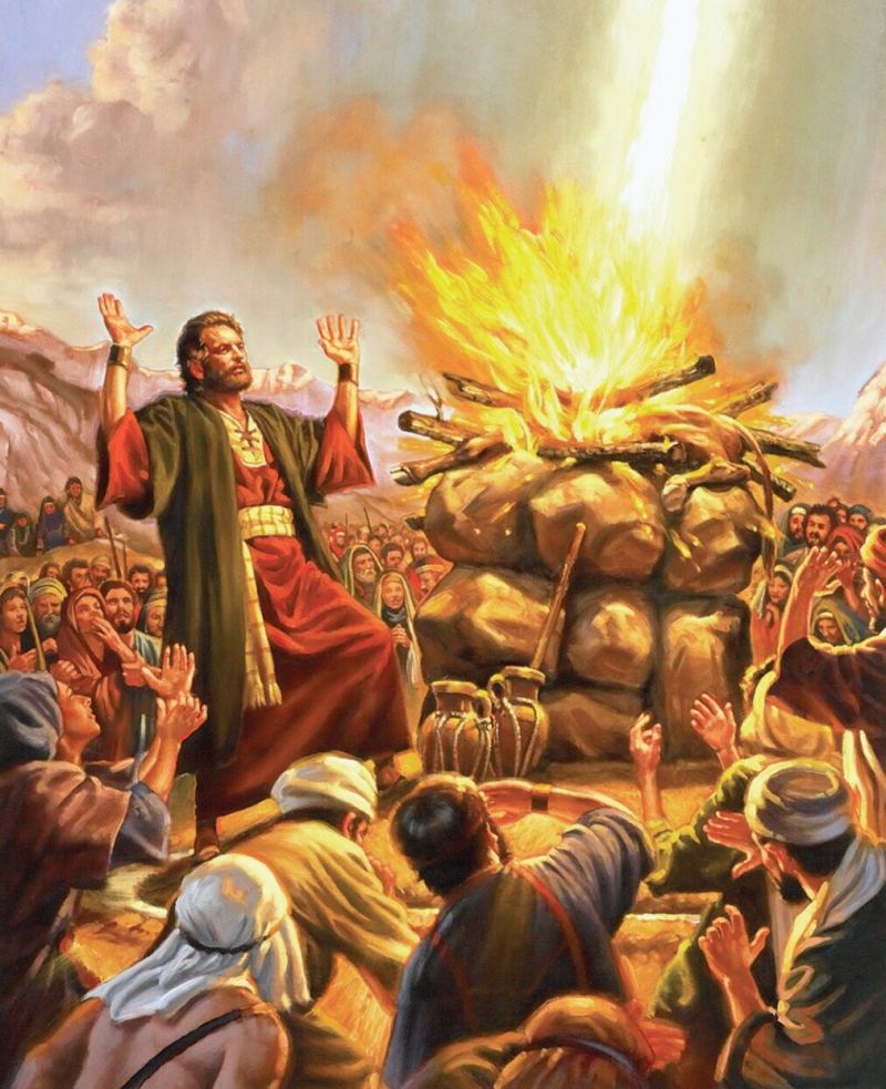 Tiên tri Elijah nhờ sự giúp sức của Thiên Chúa, vật hiến tế đã bị lửa từ trời thiêu rụi