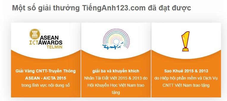 Một số giải thưởng của Tienganh123.com