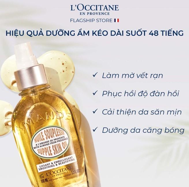 Tinh dầu chống rạn da organic L’Occiatane Almond Supple Skin Oil
