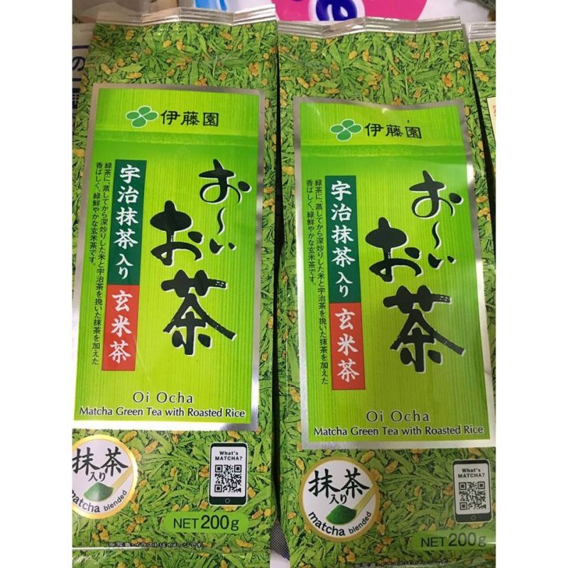 Loại trà này có xuất xứ tại Nhật Bản, thành phần là sự kết hợp hài hòa giữa trà xanh, gạo lứt và thường đóng gói 200g/túi.