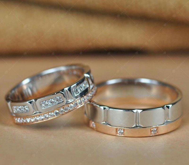Vàng trắng là chất liệu nhẫn cưới chủ yếu được thế giới kim cương sử dụng