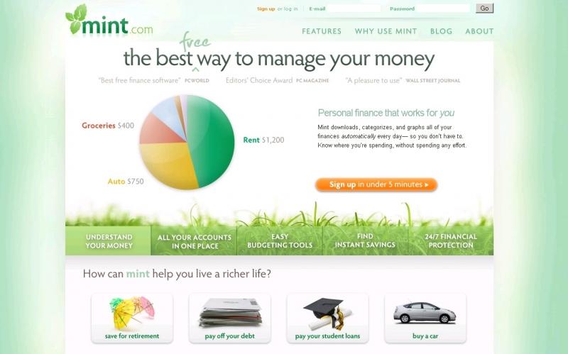 Trang web quản lí tài chính - Mint