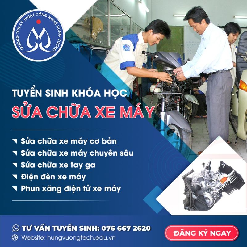 Khóa học Sửa chữa xe máy tại Trường TCN Kỹ thuật Công nghệ Hùng Vương