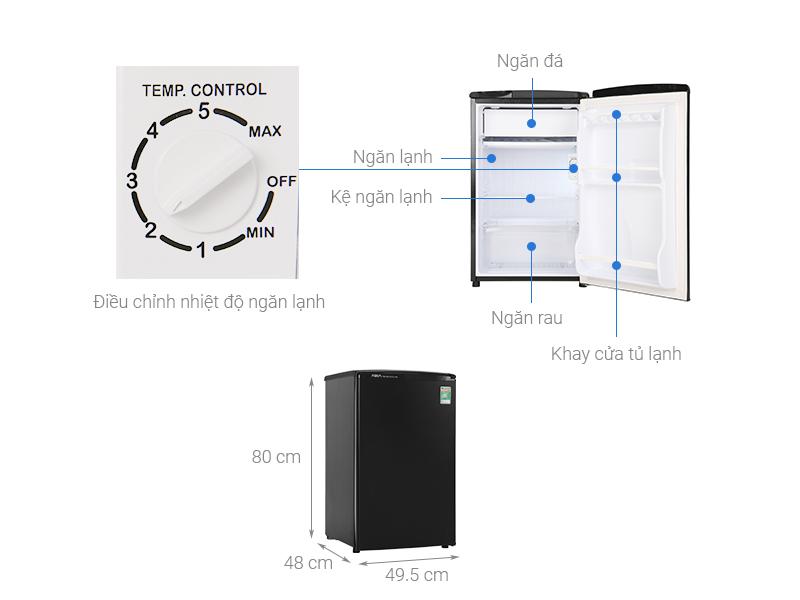 Tủ lạnh 1 cửa Aqua 90 lít AQR-D99FA(BS)