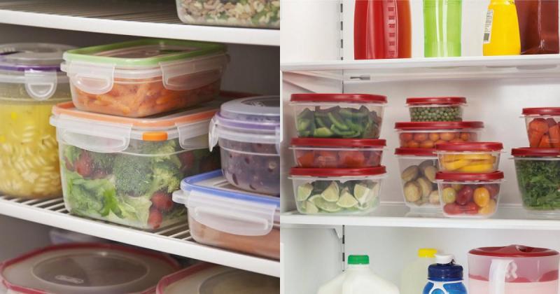 Tủ lạnh đầy hộp đựng đồ ăn