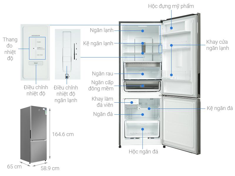 Tủ lạnh Electrolux Inverter 308 lít - EBB3402K-A