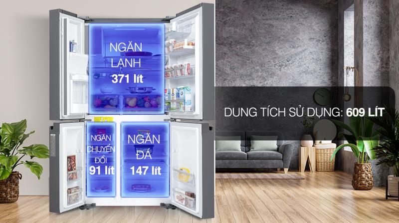Tủ lạnh Electrolux Inverter 609 Lít - EQE6879A-B