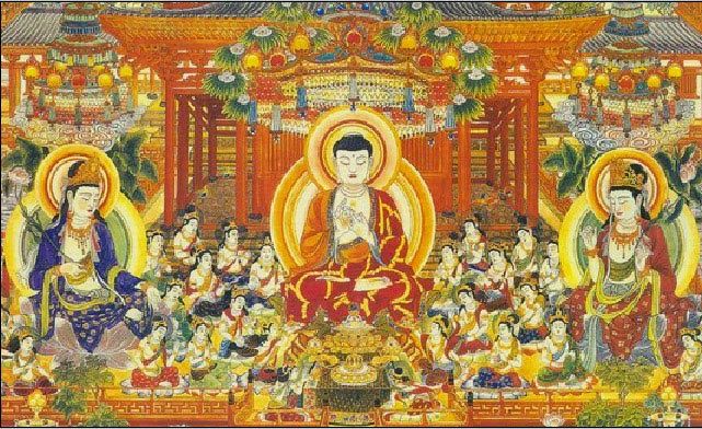 A Di Đà Như Lai sống lâu vô cùng, tiếp dẫn vô lượng chúng sinh trong các thế giới về đó, rồi giáo hóa cho thành Phật đạo tất cả
