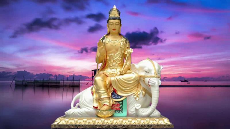 Ngài Phổ Hiền có nguyện với Phật về 500 năm sau có ai thọ trì Kinh Pháp Hoa, ngài sẽ cỡi voi trắng đến hộ trì, không cho ma, quỷ đến não hại