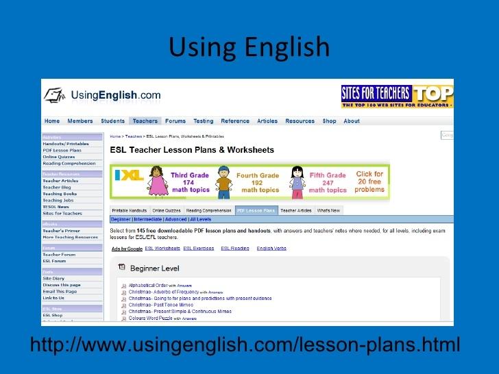 Giao diện website UsingEnglish