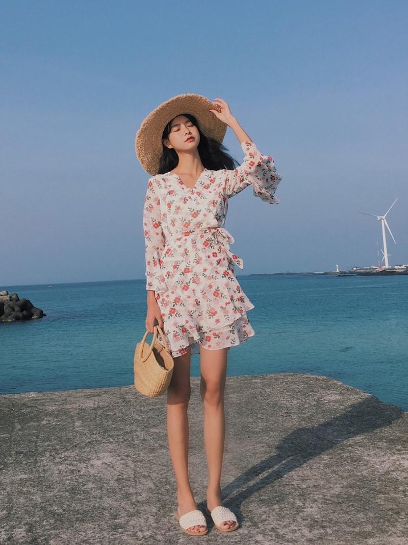Set váy maxi đi biển dáng dài phối áo croptop tay bồng HABII SE11 CÓ  BIGSIZE  Shopee Việt Nam