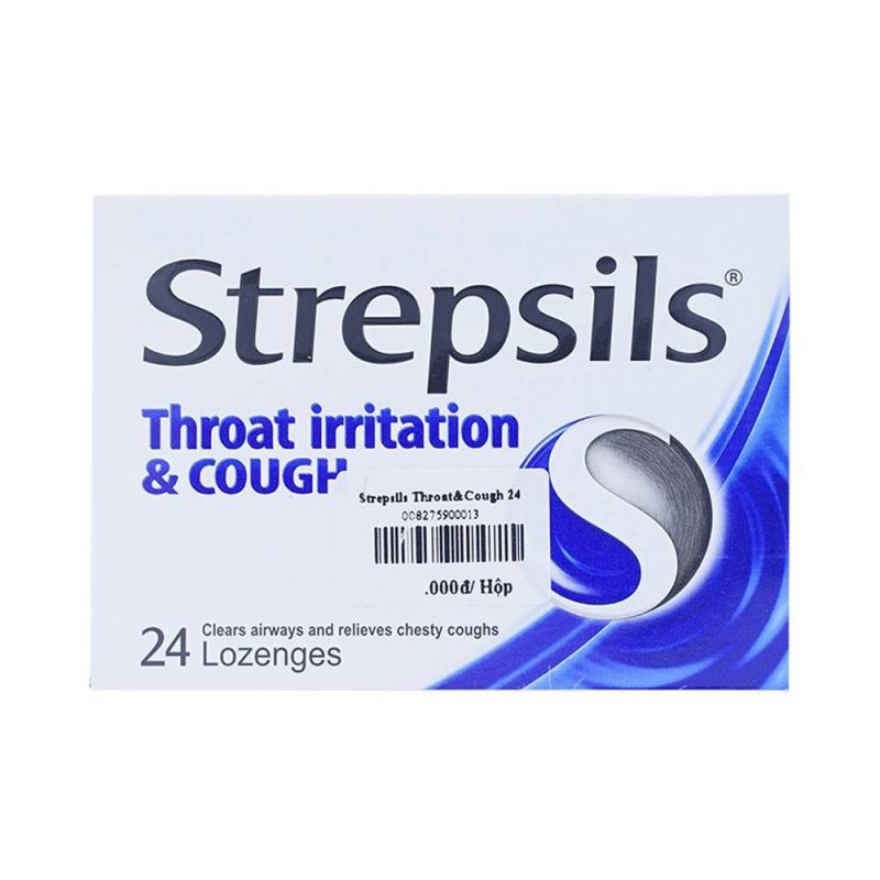 Viêm ngậm điều trị ho, viêm họng Strepsils Throat Irritation & Cough