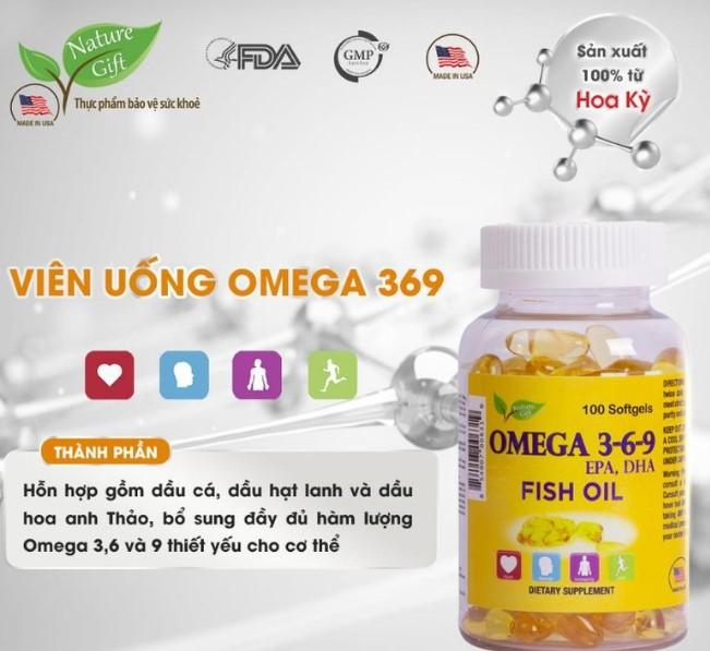 Viên dầu cá Omega 369 Nature Gift giảm mỡ máu, tốt cho não, mắt, tim mạch