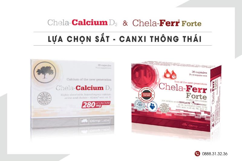 Sắt Chela-Ferr Forte và Canxi Chela-Calcium D3 dễ hấp thu, không táo bón