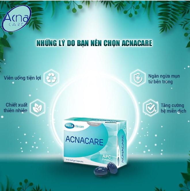 Viên uống Acnacare cải thiện bã nhờn trên da, cải thiện mụn trứng cá