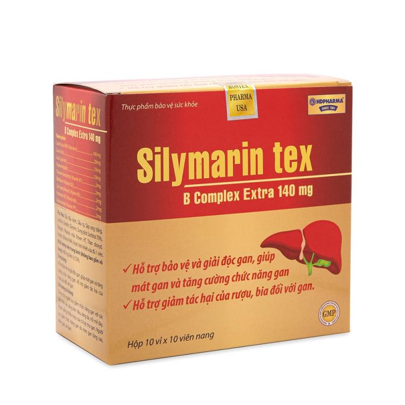 Viên uống bổ gan thảo dược Silymarin Tex giúp mát gan, giải độc gan
