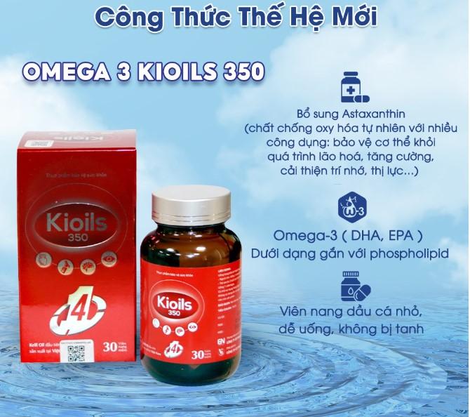 Viên uống bổ mắt Omega Kioils 350 giúp tăng cường thị lực, trí nhớ, tốt cho não bộ hộp 30 viên