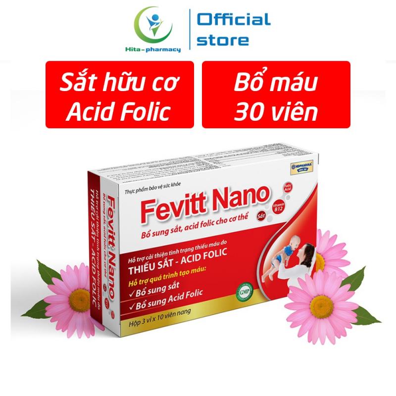 Viên uống bổ máu Fevitt Nano bổ sung Sắt hữu cơ, Acid Folic, giảm tình trạng thiếu máu