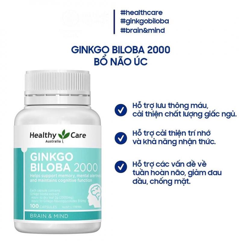 Viên uống bổ não Healthy Care Ginkgo Biloba