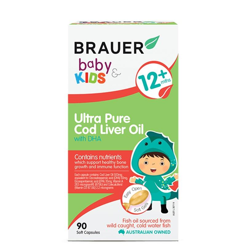 Viên uống bổ sung Brauer Baby & Kids Ultra Pure Cod Liver Oil with DHA